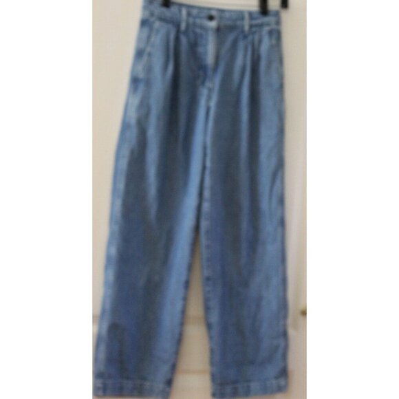Aritzia Wilfred Free Womens Wide Leg Jeans Size 2 Blue Pleated Baggy - Picture 1 of 6